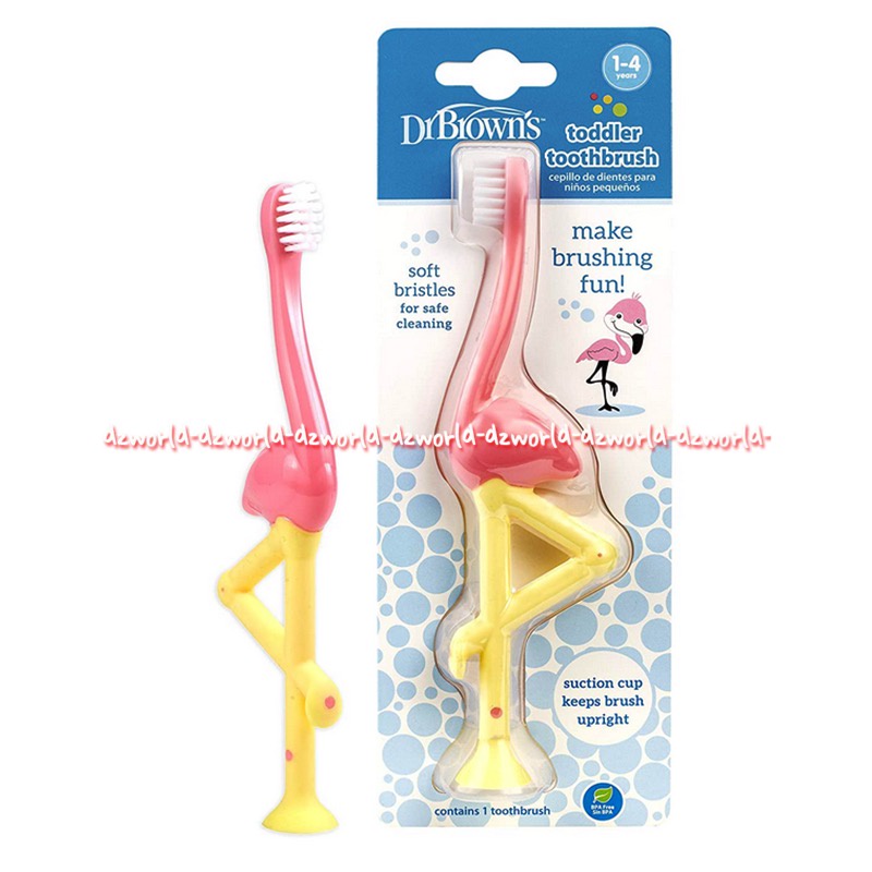 Dr Brown's Toddler Toothrush Sikat Gigi Anak-Anak 1-4th Model Flamingo Unik Dr Browns Dr Brown Uniqu