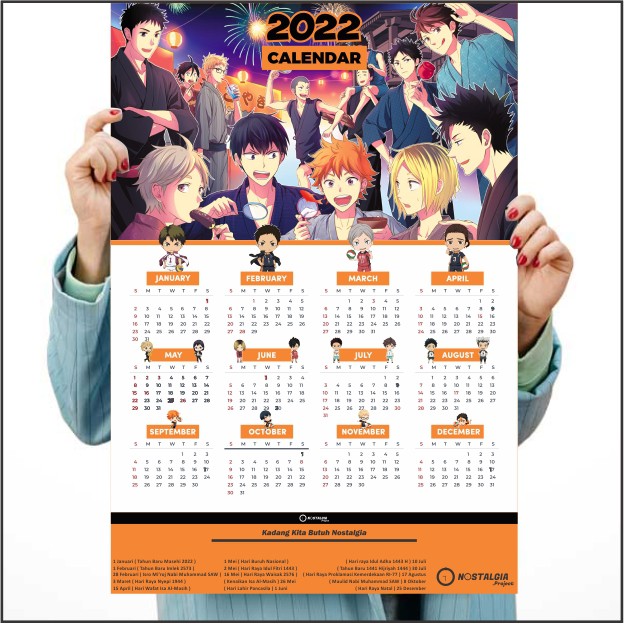 Poster Anime Terlengkap A3 - Kalender Anime 2022 Kimetsu no Yaiba Demon Slayer Tokyo Revengers Genshin Impact Haikyuu Jujutsu Kaisen-Haikyuu A