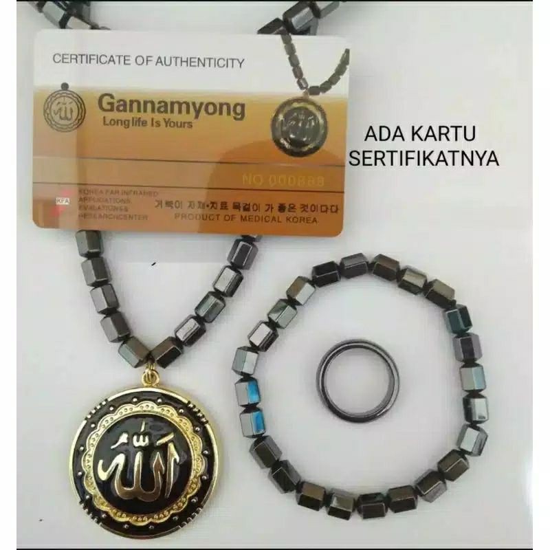 KALUNG KESEHATAN GANNAMYONG ORI + GELANG+ KOTAK+KARTU SERTIFIKAT.