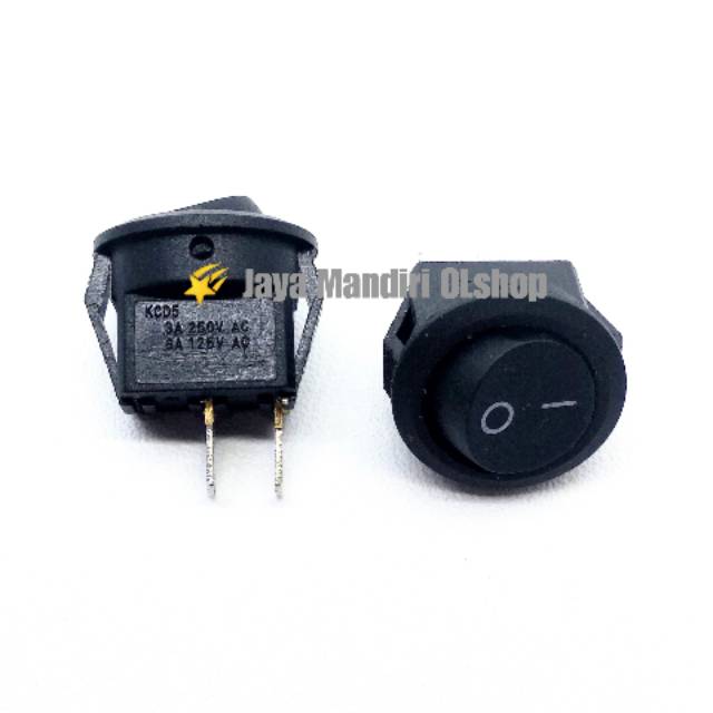 Rocker Switch Bulat Hitam 2 Pin