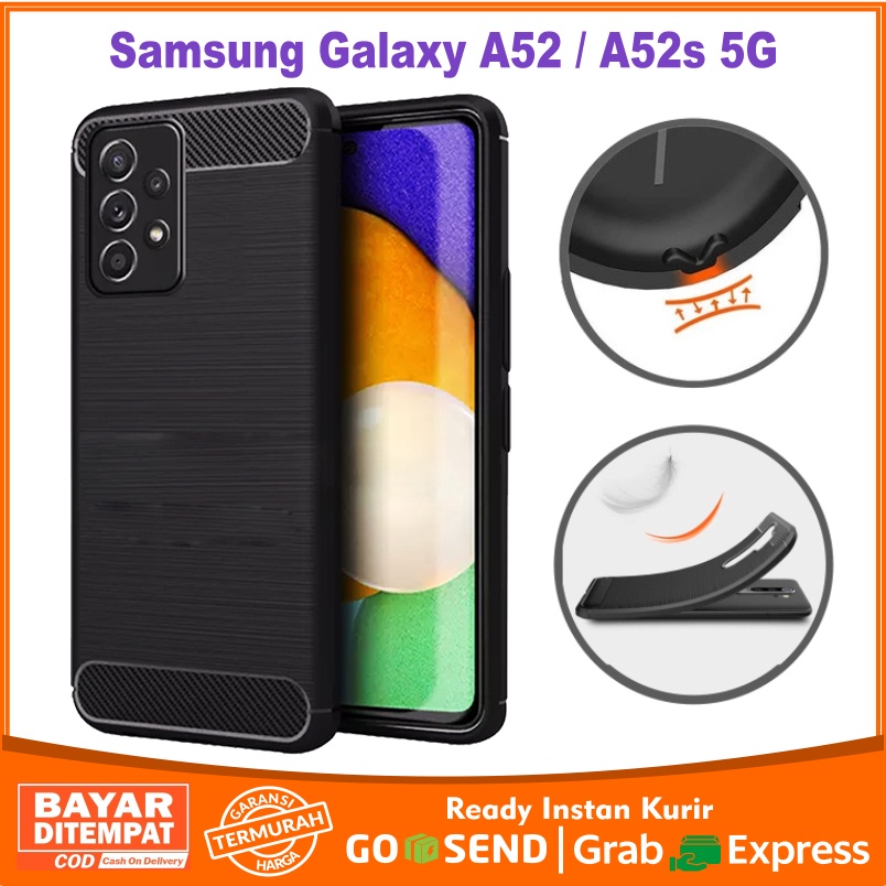 Casing Softcase Samsung Galaxy A52 / A52s 5G IPAKY Carbon Fiber Matte Softcase - Hitam