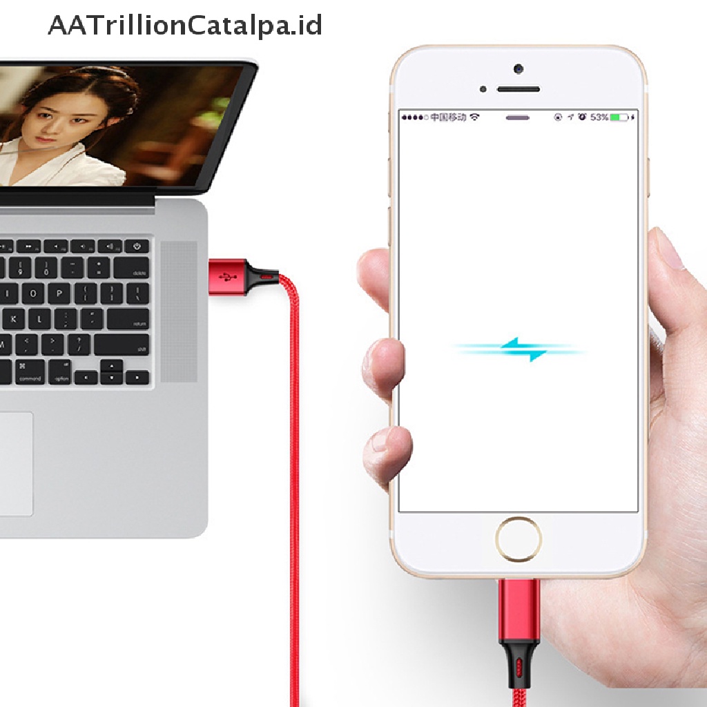 Aatrillioncatalpa 3 in 1 Kabel Data / Charger Micro USB / Tipe-C Fast Charging Untuk iPhone / Android