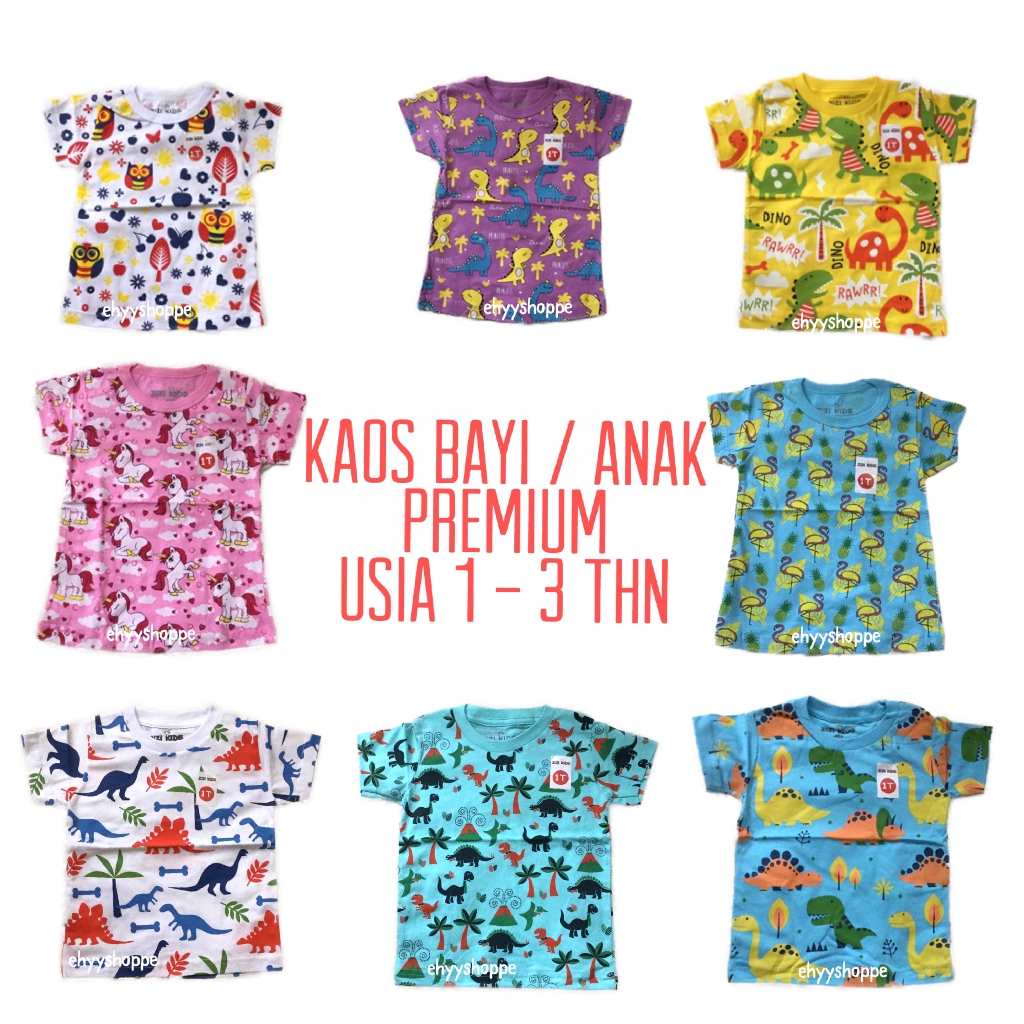 Kaos Bayi Kaos Anak Printed Tee Usia 1 - 4 tahun