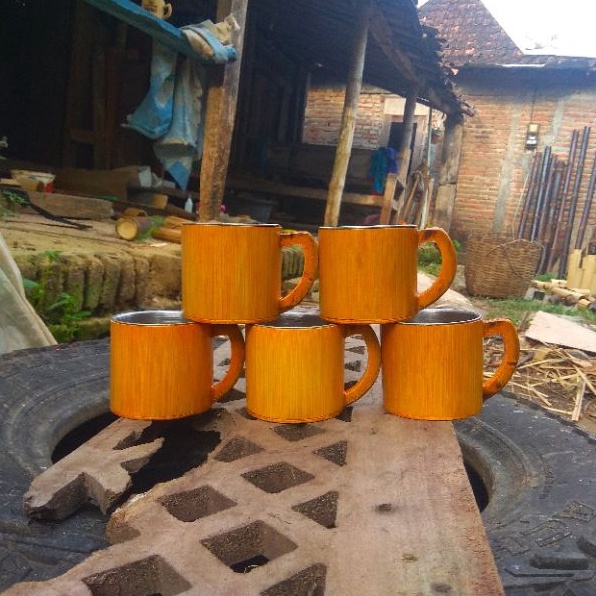 Cangkir  Mug Bambu Polos Bisa  Hadiah Hantaran Aksesories Suvenir Unik Murah-4