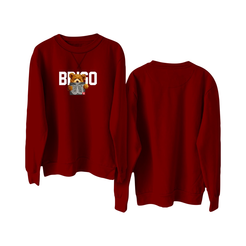 BRIGO Basic Sweatshirt BERUANG RONTGEN II Sweater Crewneck BRIGO Sablon DTF Fleece Cotton M-XXL (Pria &amp; Wanita) Free stiker&amp;Gantungan Kunci