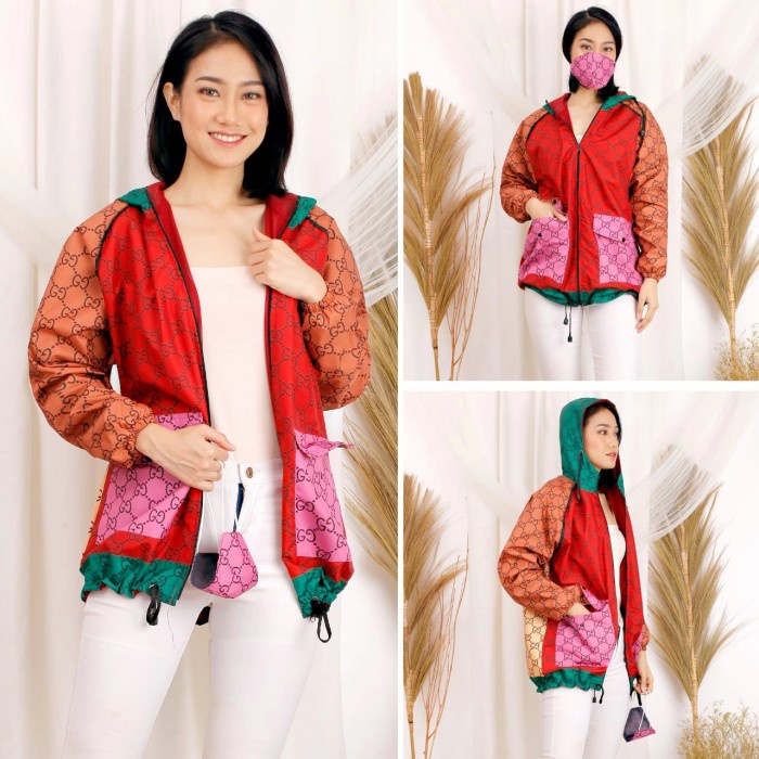 Jaket Wanita jaket parasut wanita printing motif gang/jaket gowes/jaket sepeda(D8G9) Jaket Parasut H
