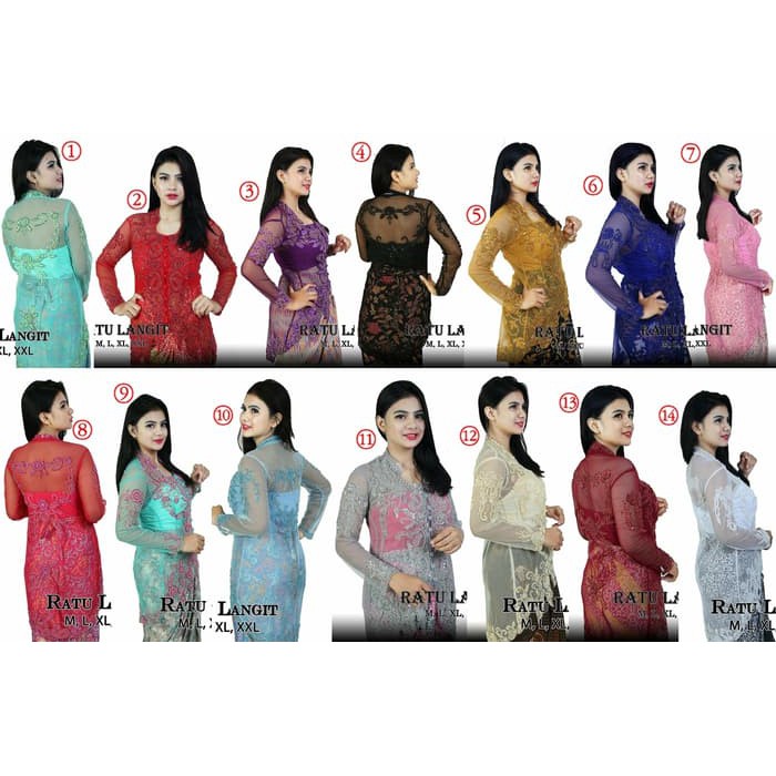 Kebaya jadi brokat tile corneli payet lengan panjang stelan batik baru