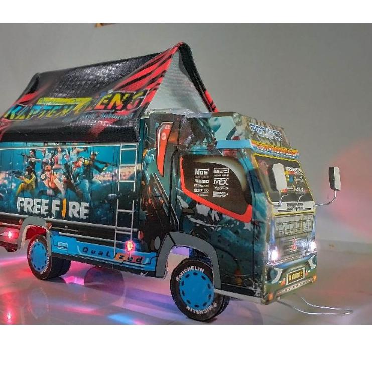 Garansi Pemesanan truck oleng mobil oleng miniatur truk oleng kayu lampu terpal Full Variasi