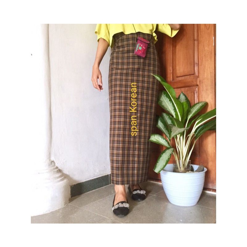 ROK SPAN TARTAN / KOTAK LONG SKIRT KOREAN STYLE