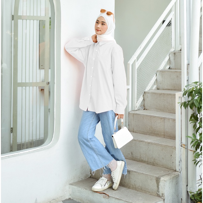 Nomitee's Milan Shirt Kemeja Wanita Oversize-WHITE