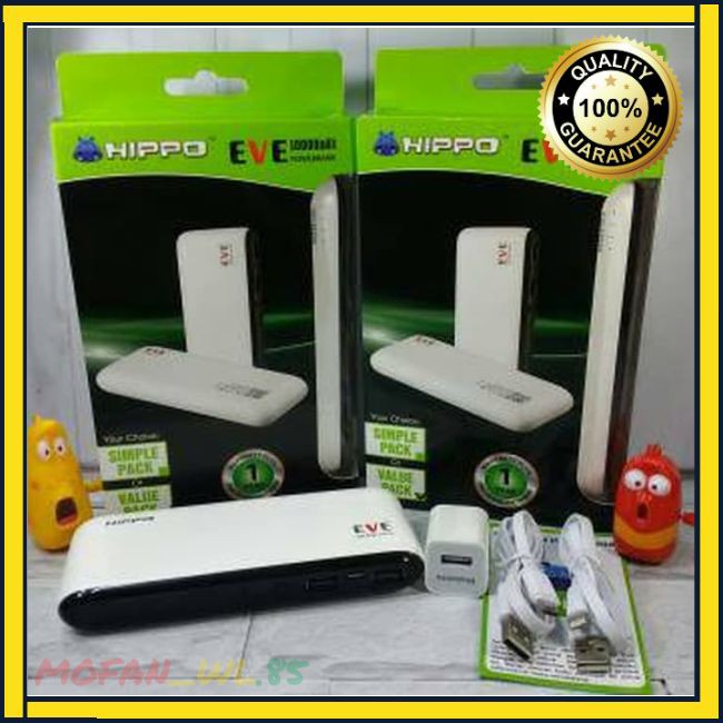Terlaris Powerbank Hippo Eve 10000mah Original Value Pack WL