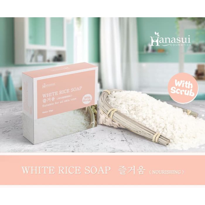 [COD] Sabun Beras Putih dengan Scrubb membuat Kulit Cerah dalam 1 Minggu I Hanasui White Rice Soap