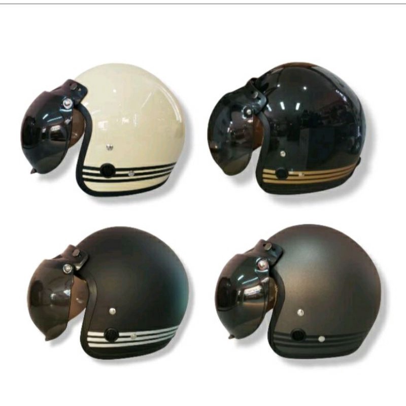 Helm Bogo Retro ANT Line+Kaca Helm (Helm Remaja)