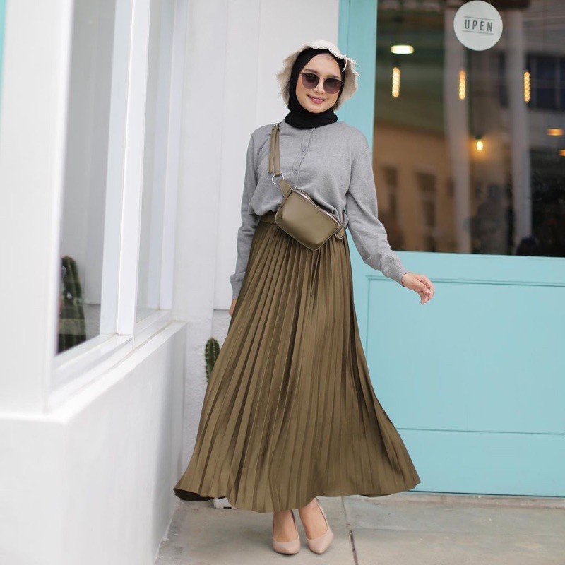 (PREMIUM) ROK PLISKET PREMIUM HUNHUNSHOP ROK WANITA PRISKET BAWAHAN MUSLIM FASHION-5