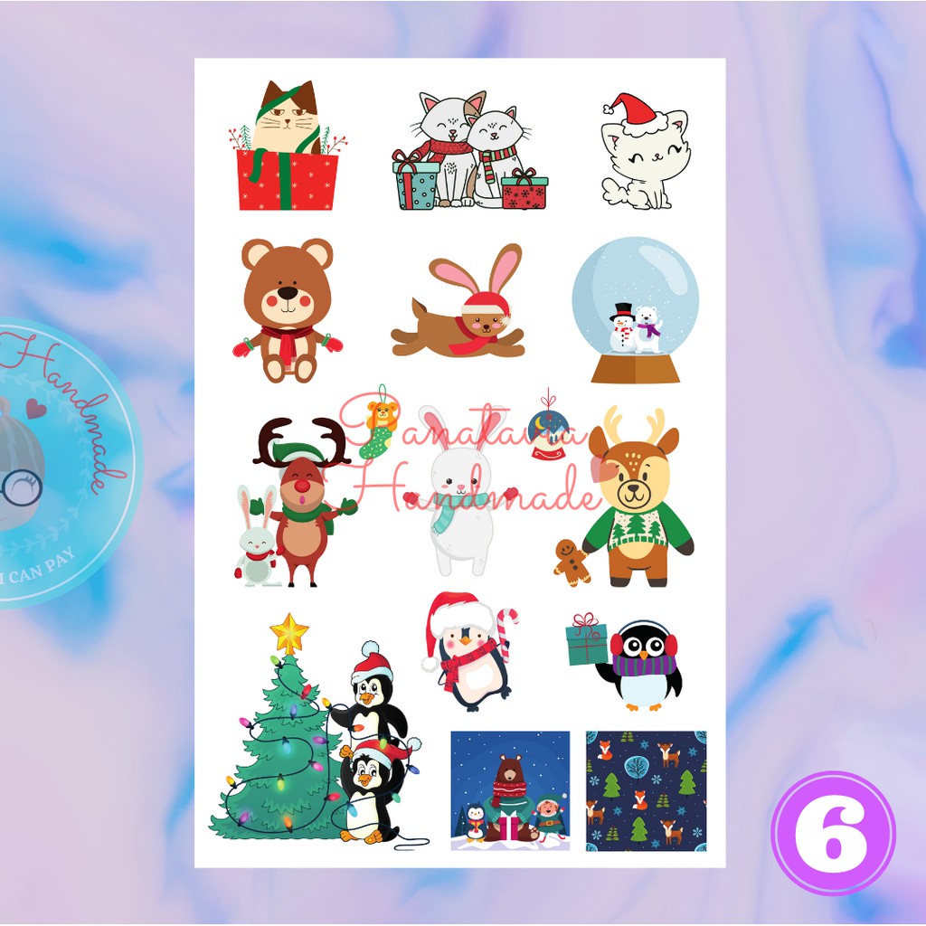 Stiker Lucu ♡ Tema Merry Christmas | Stiker Tahan Air | Stiker tahan Cuaca | Stiker estetik | Natal-6