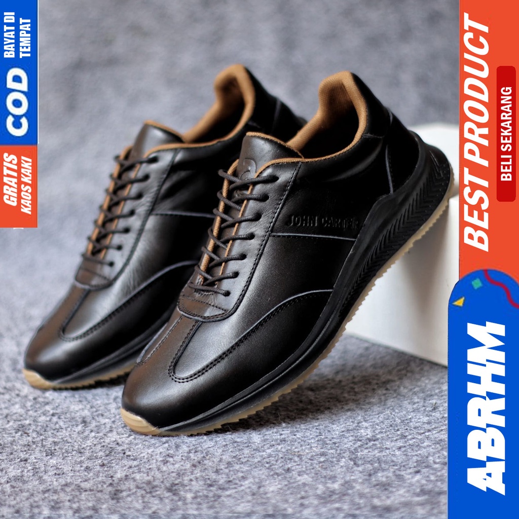 ABRHM SPARTA Sepatu Casual Sneakers Kulit Asli Hitam