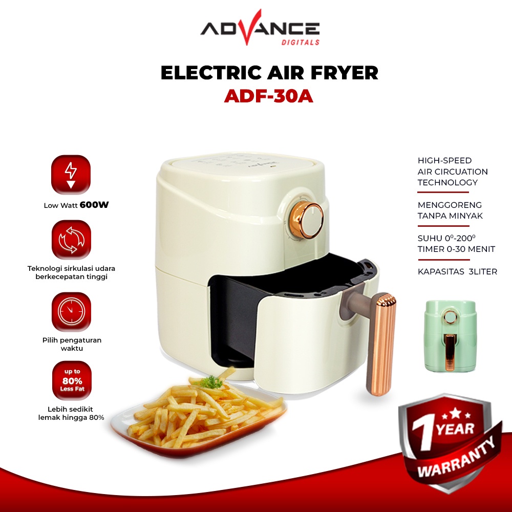 Advance Air Fryer ADF-30A Air Fryer Listrik Hemat Listrik Menggoreng Tanpa Minyak