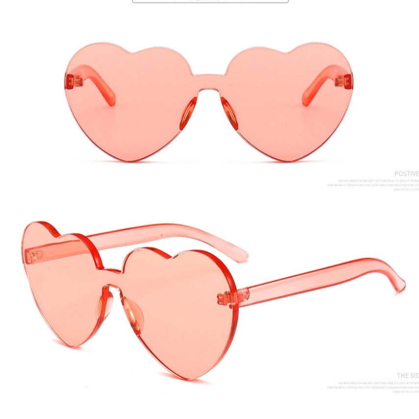 Love Heart Shaped Sunglasses Vintage Frameless Trimming Transparent Heart Glasses