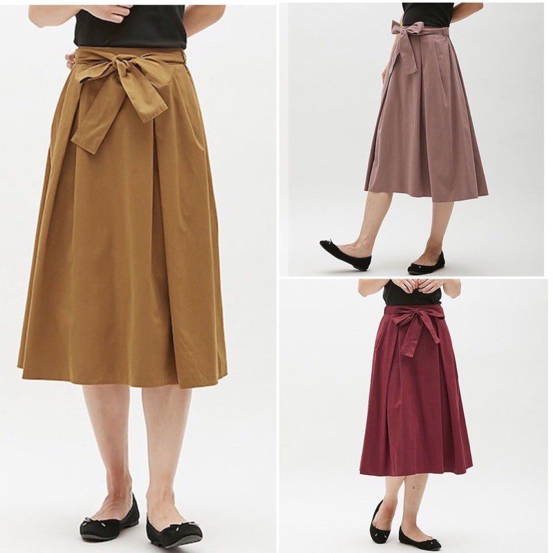 GU BY Uniqlo Waist Ribbon Flare Skirt Rok Lipat Wanita Original // Sisa Expor