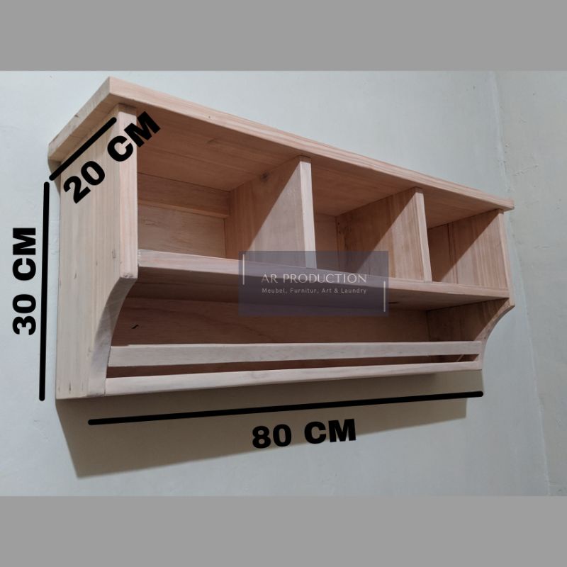 Rak Dapur finishing vernis / Kitchen Set 80 CM / Rak Bumbu Unik Minimalis Kayu Solid + plitur