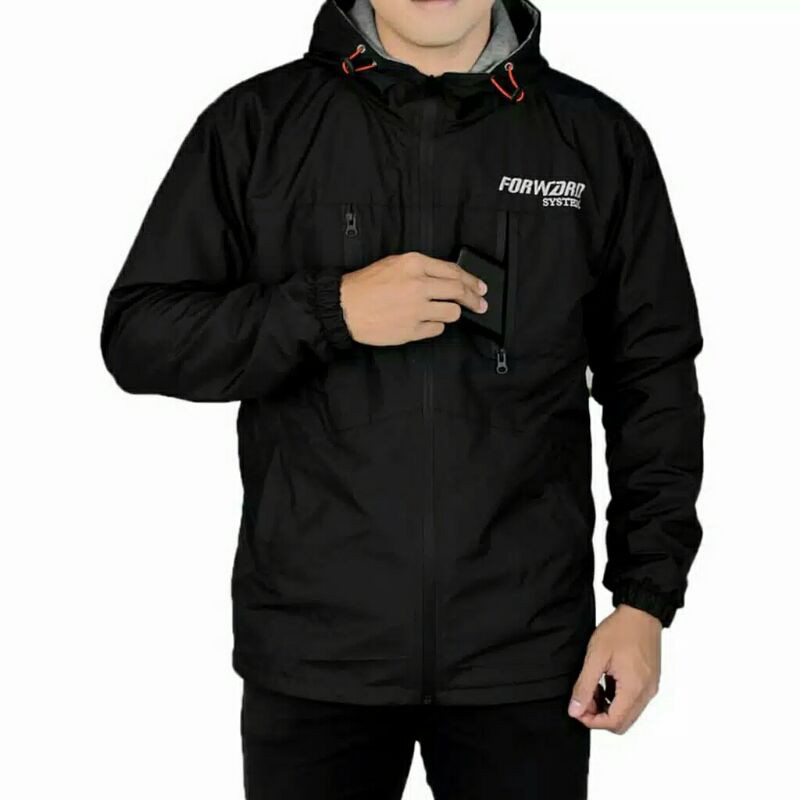 jaket parasut parka pria motor original forward forward system