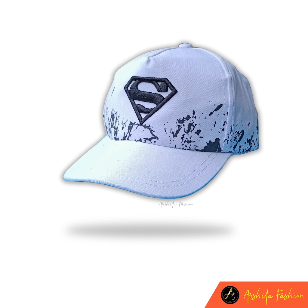 Topi Anak Laki laki motif Bercak Hero Spiderman superman kapten amerika-S Bercak Putih