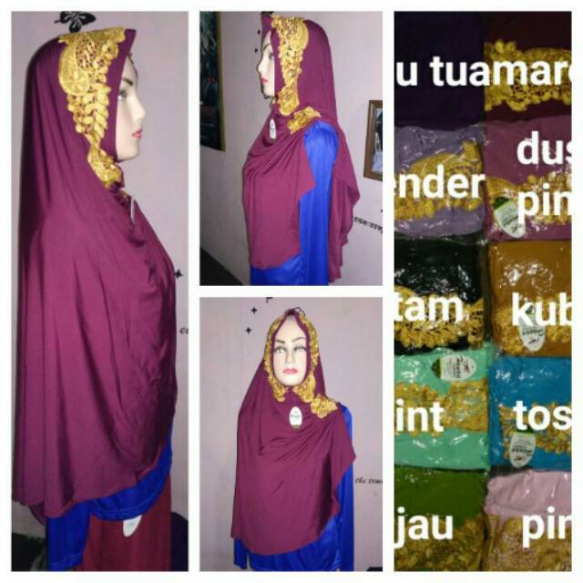 Diskon  Hijab Jilbab Bergo Renda Bordir Naura