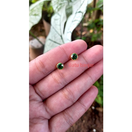 anting giwang perak batu aquamarine