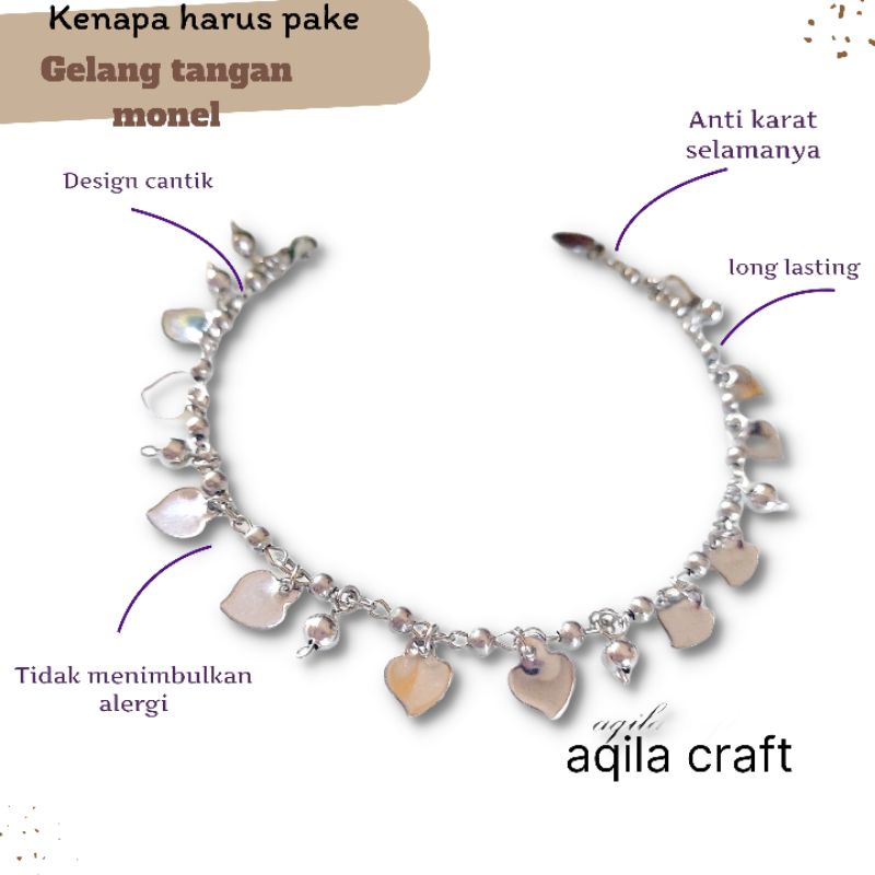 GELANG TANGAN MONEL GELANG ANTI KARAT GESER GAMBAR