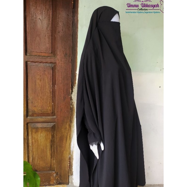 French Khimar bahan Jetblack