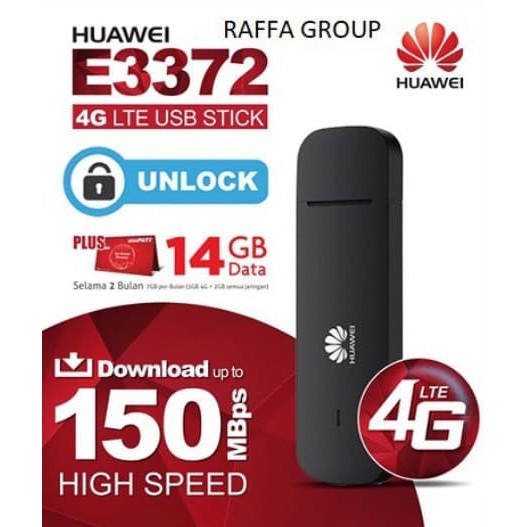 Modem 4G LTE Huawei E3372 Unlock All Operator Free 14Gb