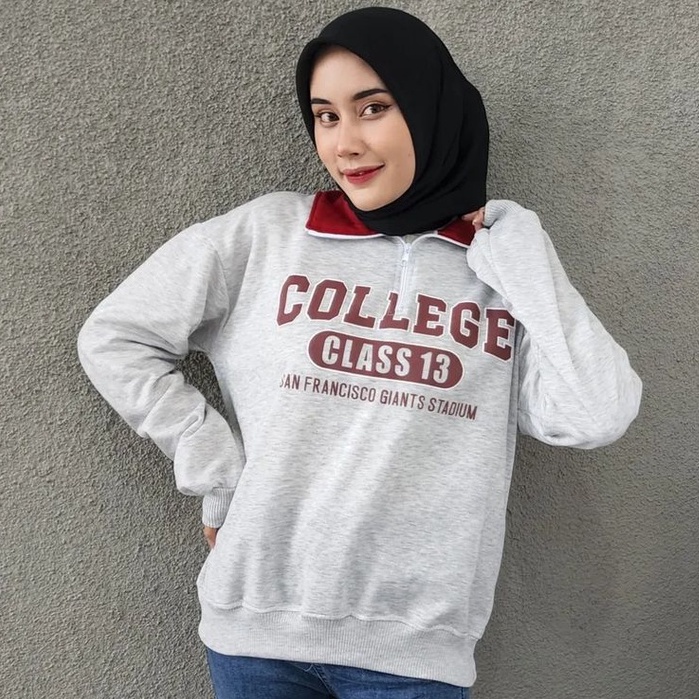 Public - Maroon College Collar Sweater - Collar Sweater Wanita