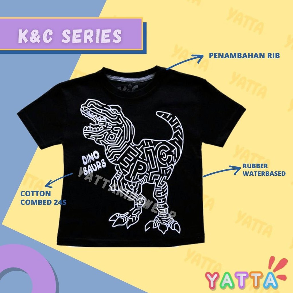 YATTA BAJU ANAK LAKI LAKI / KAOS ANAK LENGAN PENDEK DINOSAURS EPIC HITAM 1 - 10 TAHUN COD