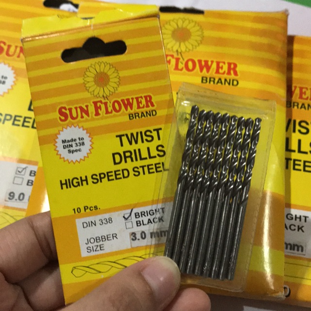 Mata Bor Besi SUN FLOWER 3mm - Hss Twist Drill Bit 3mm Bunga (1 pcs)