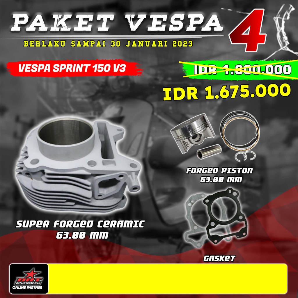 Paket Vespa 4 BRT Blok Piston Vespa Sprint V3