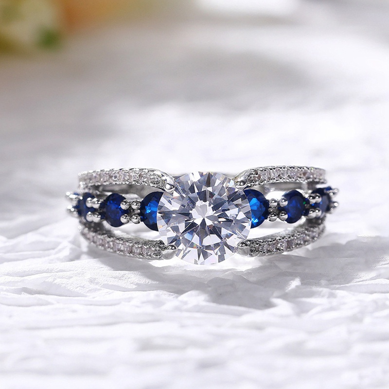 Fashion Versatile Female Finger Rings For Party Blue/White Cubic Zirconia Design Elegant Women Accessories Trends Jewelry|