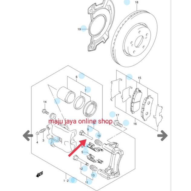 BAUT / PIN CALIPER REM DEPAN BAGIAN ATAS ERTIGA 2012-2017 ASLI