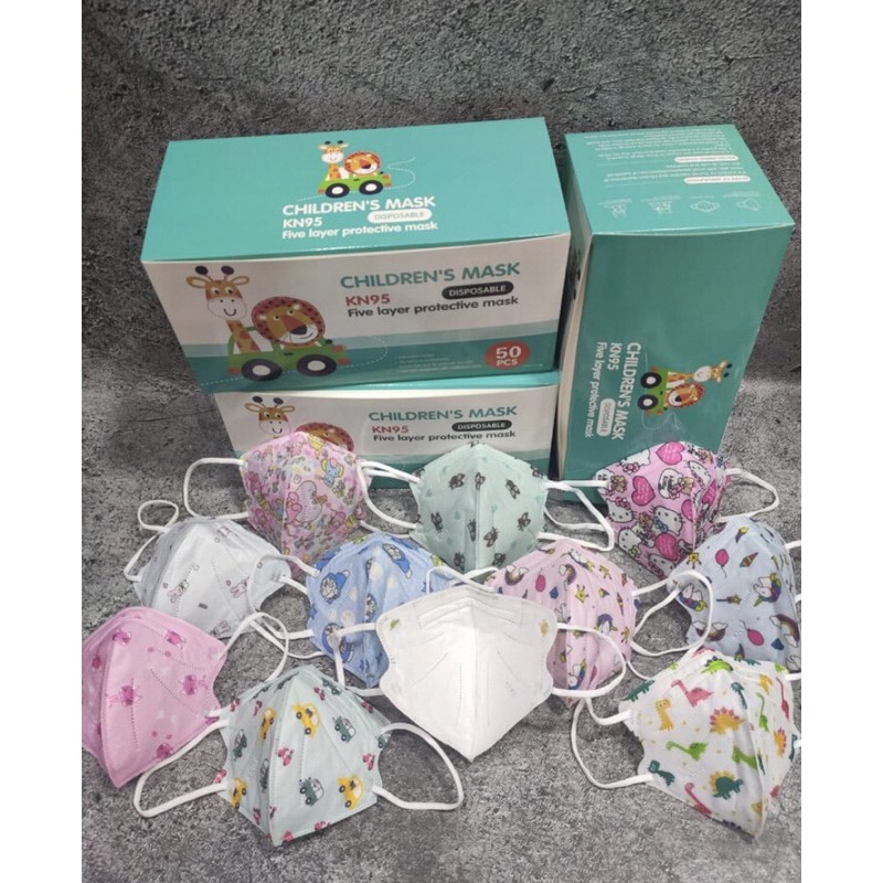 MASKER ANAK KIDS CHILD KN95 5PLY TANPA RESPIRATOR EARLOOP PROTECTIVE MASK ORIGINAL PERBIJI