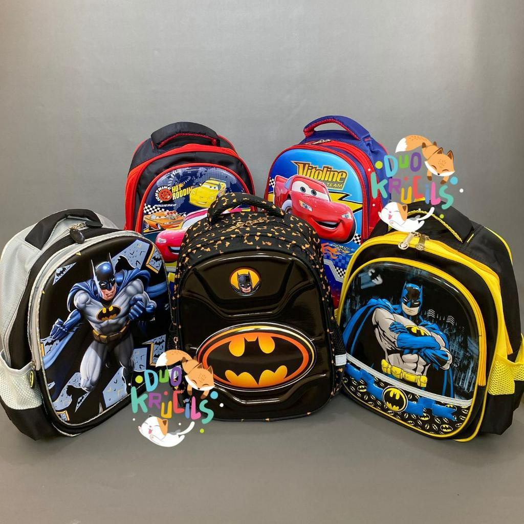 Tas Sekolah anak TK - SD motif BATMAN - CARS import premium