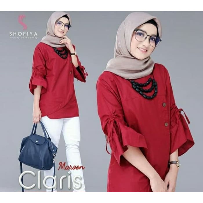 Claris Top Maroon I Atasan Muslim I Pakaian Wanita I Muslim Wanita I Blouse