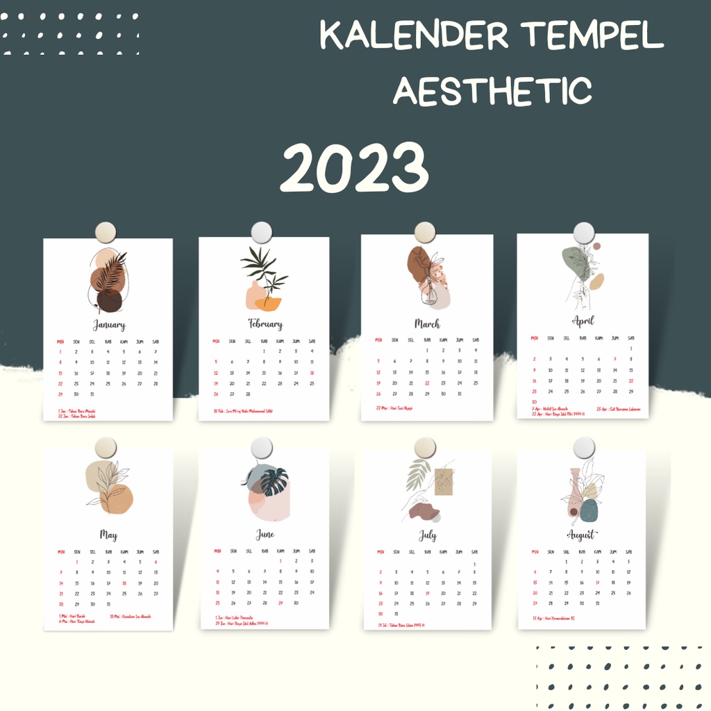 

Kalender Tempel 2023 Aesthetic Dekorasi Dinding Ala Korea Murah