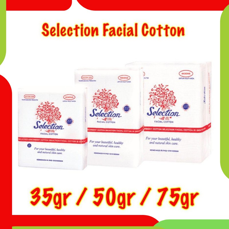 Kapas Wajah Selection Cotton Kecantikan Facial Pembersih Make Up 75 gr Toner Muka
