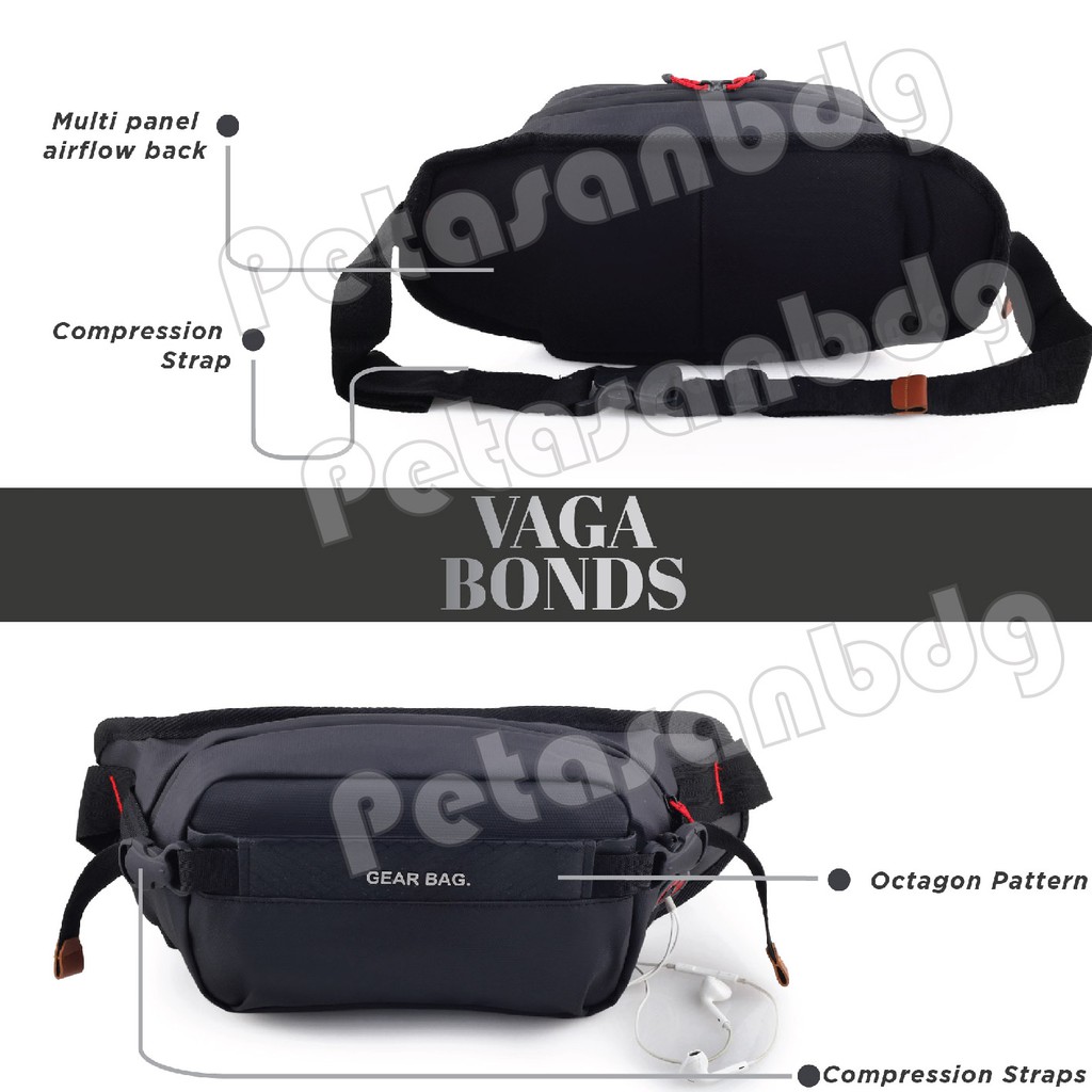 Gear Bag VAGA Port -13112 - Waistbag WITH EARPHONE HOLE BB - Tas Selempang Pria Tas Pinggang