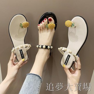  Sandal  Selop  Flat  Open Toe Nyaman Aksen Berlian Imitasi 