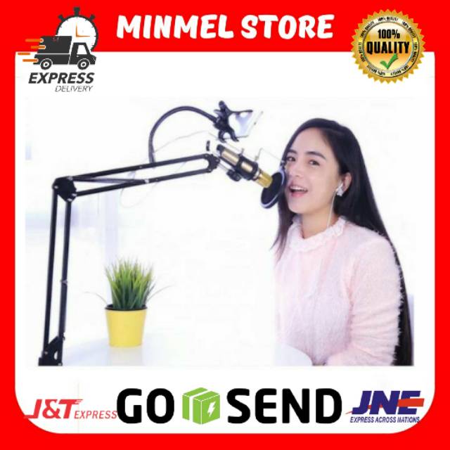 STAND HOLDER MICROPHONE CONDENSER MIC MIKROFON KONDENSER STUDIO SET TAFFWARE UNTUK SMULE YOUTUBE