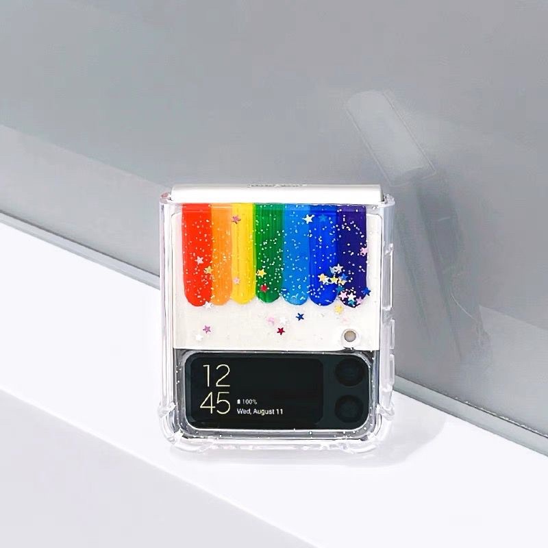 Rainbow Paint Glitter Case Zflip 3 Zfold 2 Zflip3 Zflip2 Z Flip