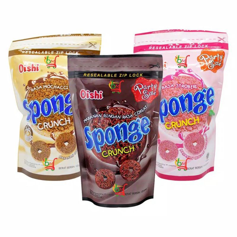 

OISHI SPONGE CRUCH 120 GR STRAWBERRY COKLAT MOCHACCINO / CEMILAN / SNACK MAKANAN RINGAN