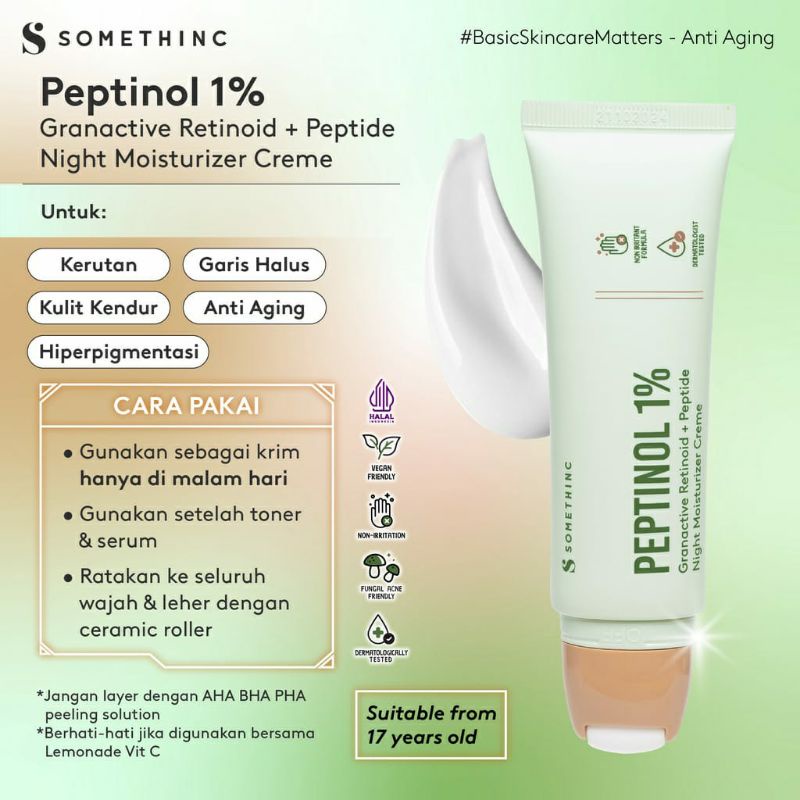 SOMETHINC Peptinol 1% Granactive Retinoid Peptide Night Moisturizer Cream - Krim Malam