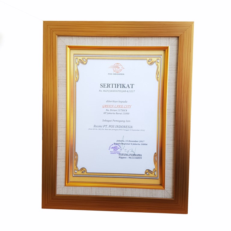 Bingkai A4 (21x30) 11R Gold Emas Linen| Frame Foto | Sertifikat Pigura