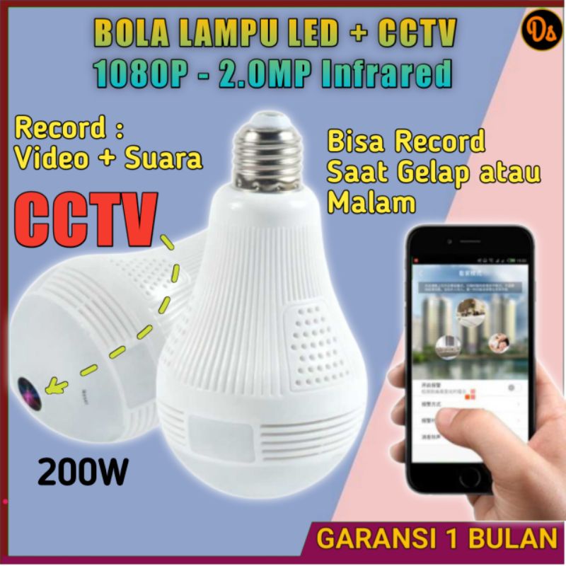 PROMO Bohlam LED E27 dengan CCTV IP Camera 1080P 200W Infrared - B2-R-V2 OMCC2IWH